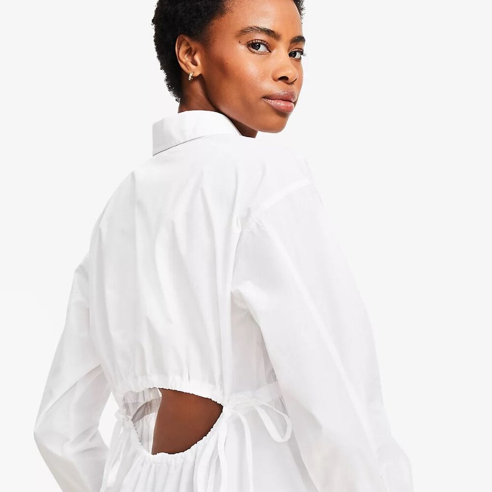 Loft poplin cutout back Tunic shirt